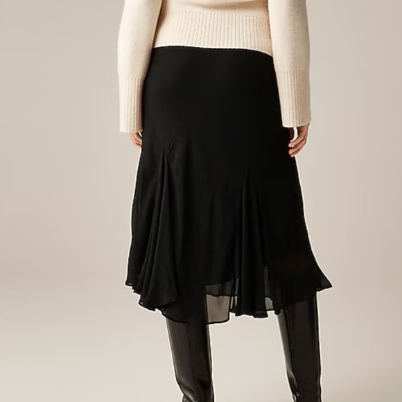 J crew black Tall Gwyneth flounce-hem skirt in chiffon - Picture 3 of 4